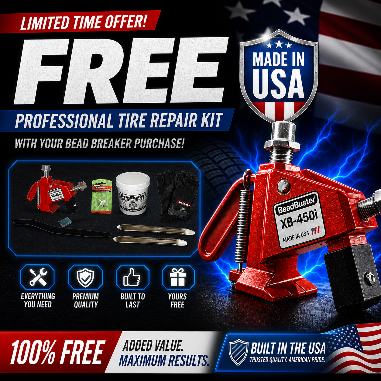 #1 USA-Made Portable Bead Breaker + Free Pro Tire Repair Kit