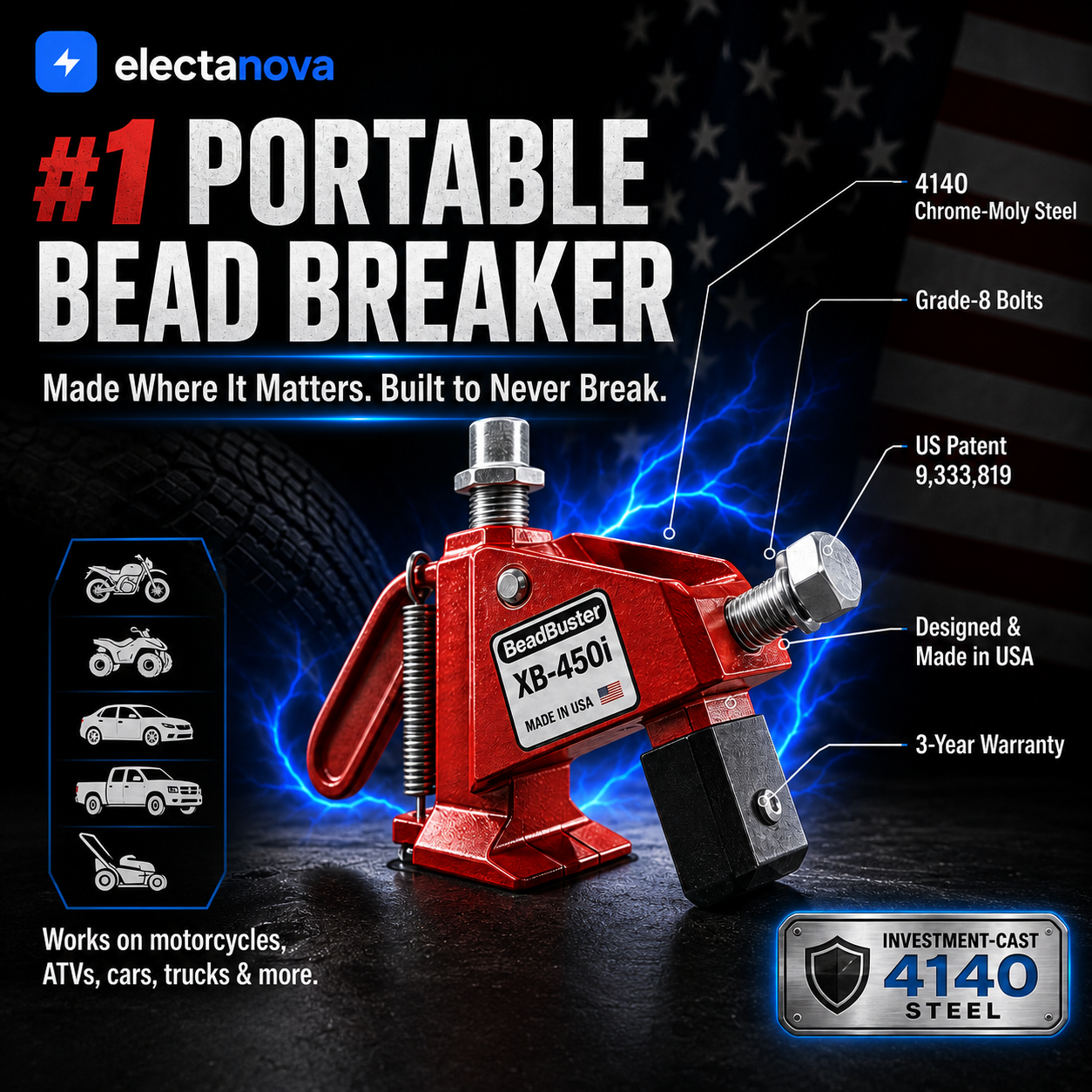 #1 USA-Made Portable Bead Breaker + Free Pro Tire Repair Kit